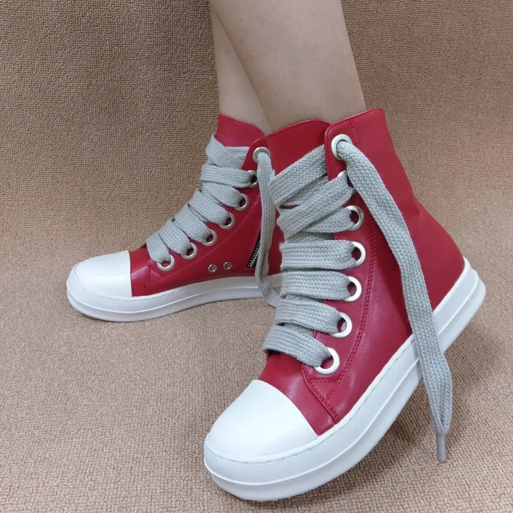 Rick High Top Sneakers Platform Cross Tie Womens Shoes Women Sneakers Oween Designed Casual Flats Zip Ankle Boots