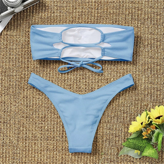 2021 New Bikini High Waist Strapless Sexy Bikini Women Swimw