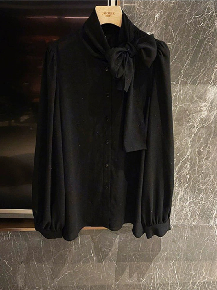 Chic Fancy Stars Glitter Shirt with Ribbon