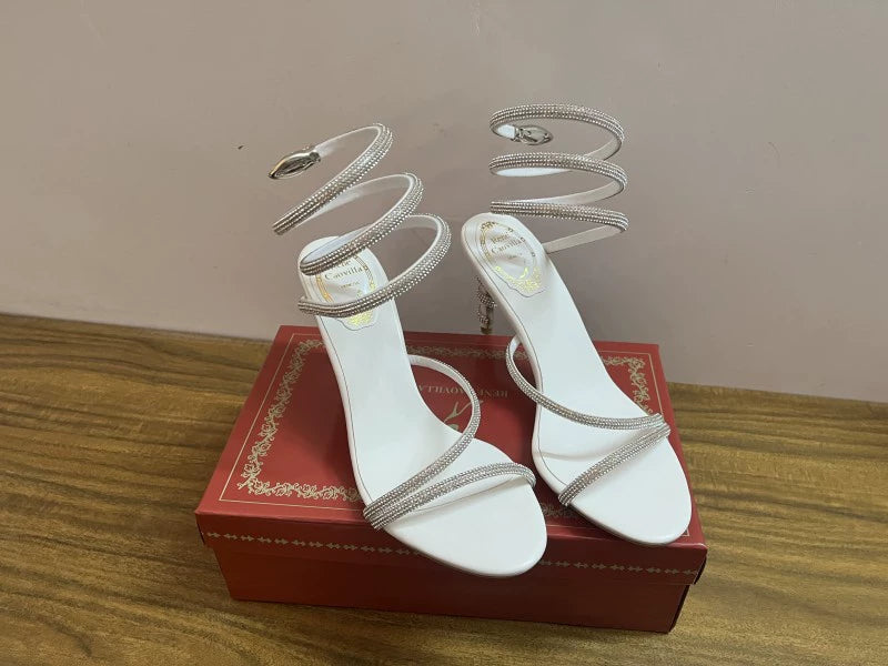 RC Banquet Snakelike Winding Strap Rhinestone High Heel Shoes