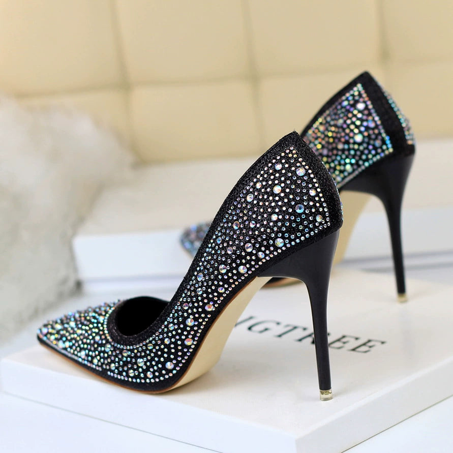 Wedding Shoes Xiuhe Wedding Dress Two-Way Crystal High Heels Women's 2023 New Arrival Spring & Fall Stiletto Heel Bridal Shoes Not Tired Foot Diamond