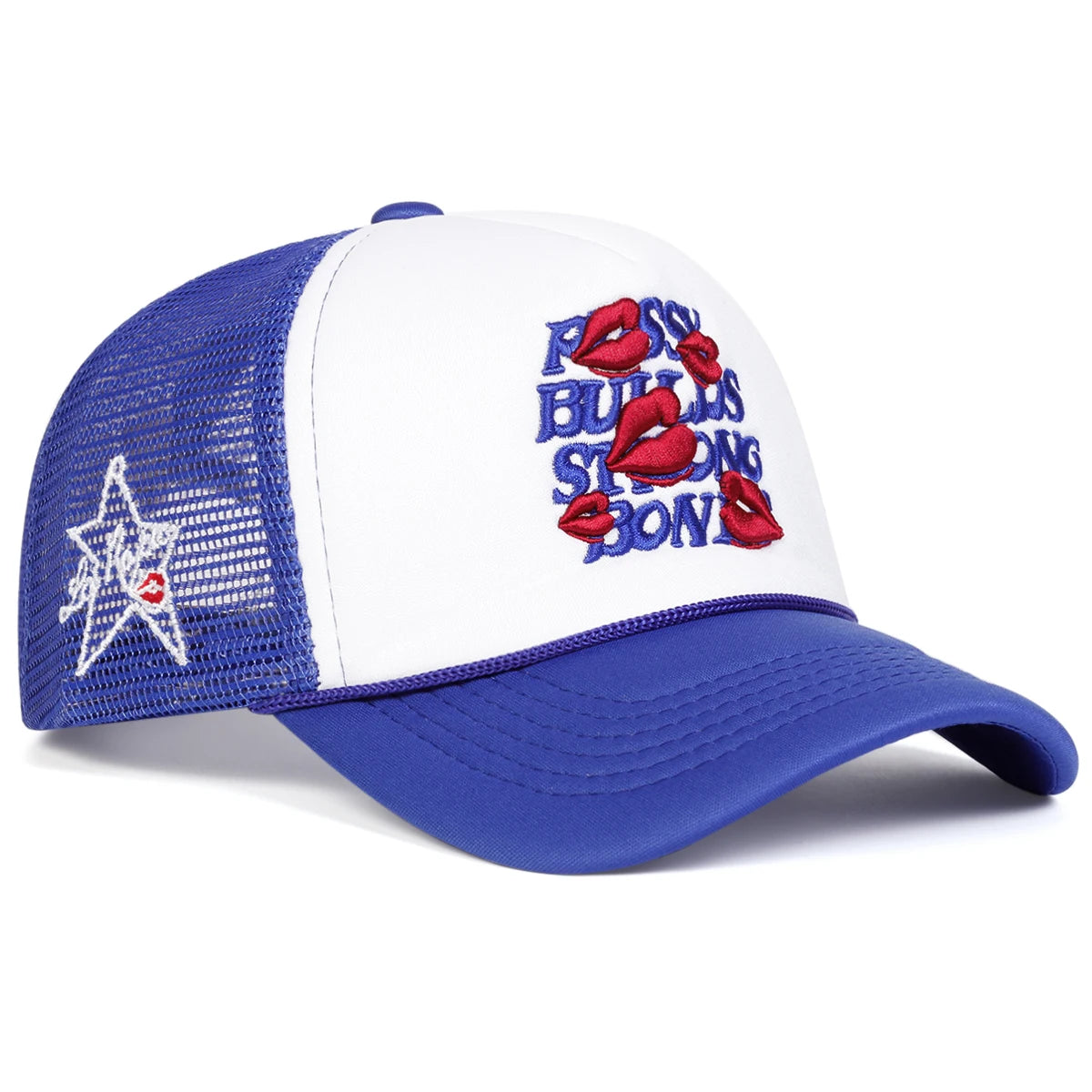 Unisex Letter Lips Embroidery Side Pentagram Baseball Net Caps Spring and Summer Outdoor Adjustable Casual Hats Sunscreen Hat