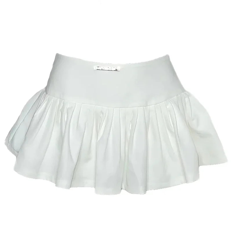 Women Korean Fashion Short Pleated Skirts Hot Girl High Waist Bodycon Vintage White Micro Mini Skirt A-line Skirt Nightclub