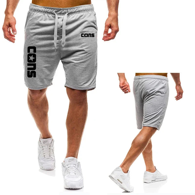 Men's running shorts, summer jogging training shorts, shoelaces with pockets, COSN printed casual shorts, slim fit