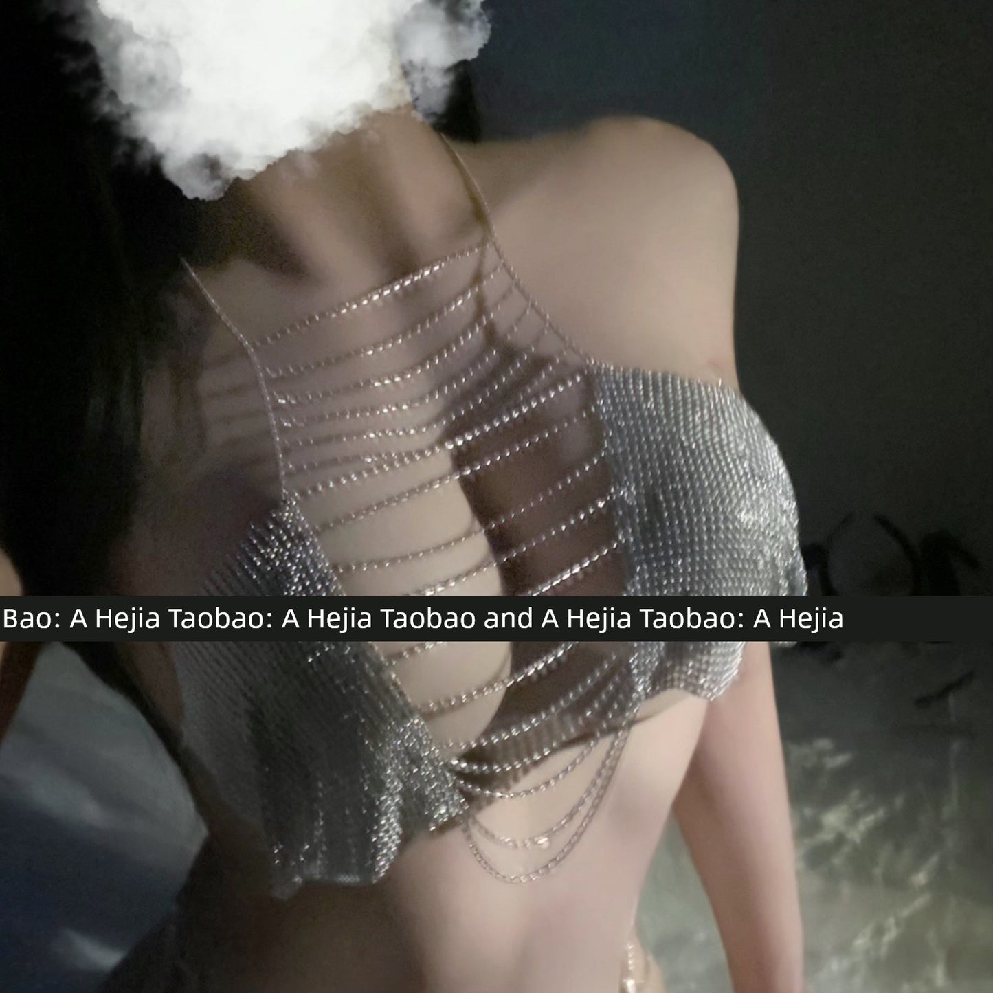 Ahejia Shiny Chain Corset Bra Bra Qqny Women's Bikini Uniform Gold and Silver Bikini Intimates Pajamas