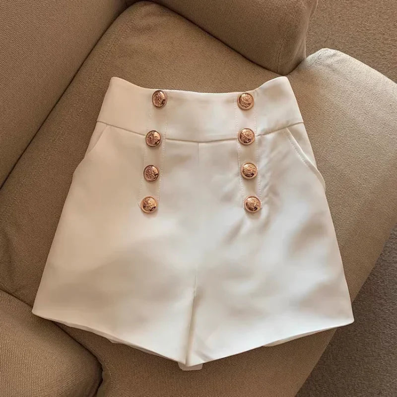 Shorts Femininas Black Suit New Double Breasted Wide Leg Hot Casual Wild Outwear for Women Pantalones Cortos De Mujer