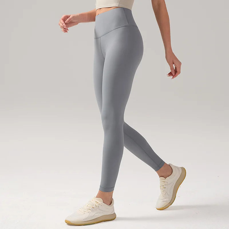 Custom Logo 24'' Inseam Lulu High Waist Nude Drawstring Leggings Super Elastic Fitness Tights Yoga Training Pilates