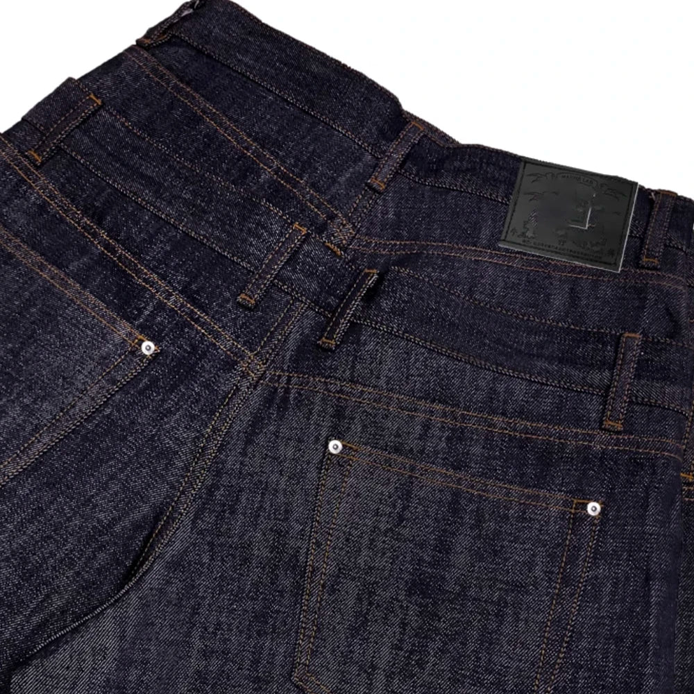 Vintage Double Waist Jeans Heads Hit the Nail Indigo Light Custom Double Waist Jorts High Street Double Waist Pants Men Outfit