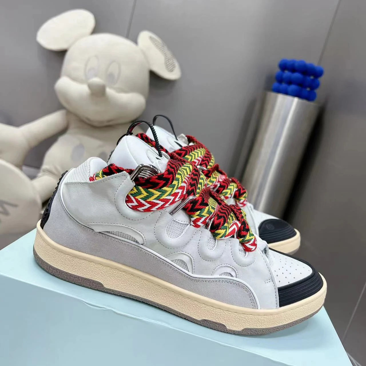 Lanvine Designer Lace-Up Sports Shoes for Men and Women Fashionable Casual Walking Styles for Spring Summer Mesh Lining