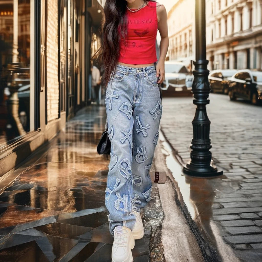 High Quality Vintage Straight-Leg Women's Jeans New Trends Fashion Street Spice Casual Style Daily Commute Ladies' Personality