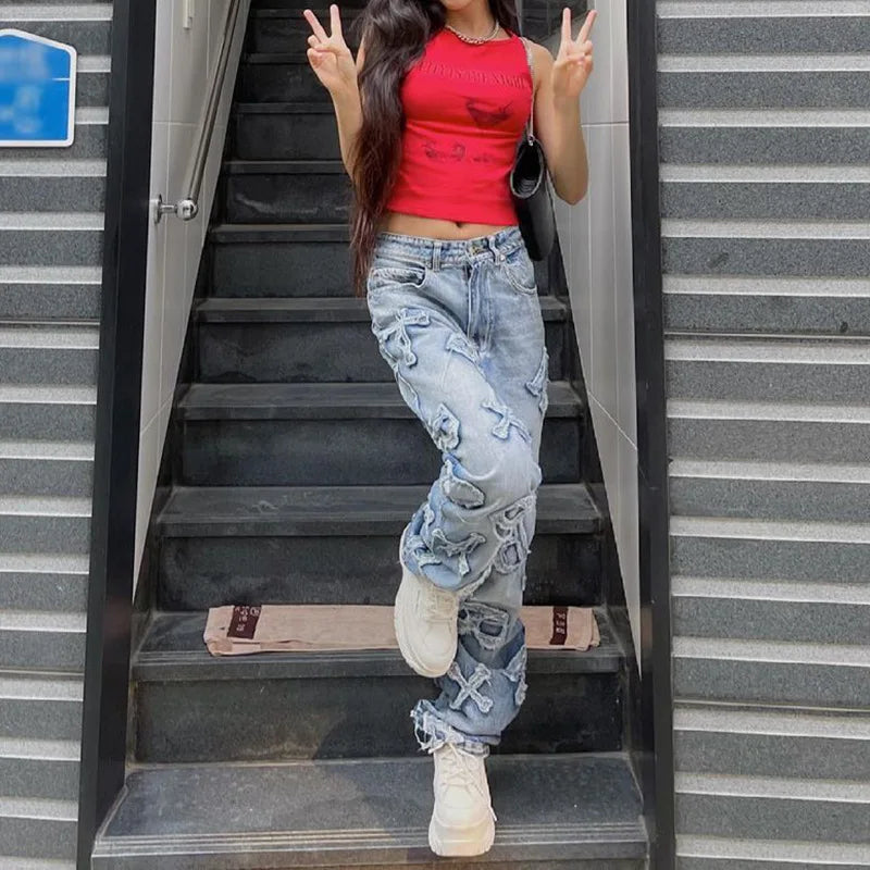 High Quality Vintage Straight-Leg Women's Jeans New Trends Fashion Street Spice Casual Style Daily Commute Ladies' Personality