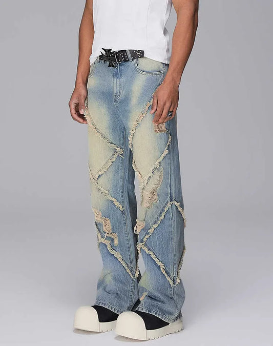 Men's Clothing Manufacturer Customized Jeans Men's Retro Street Style Casual Washed Long Pants Water Wave Edges Men's Pantsh