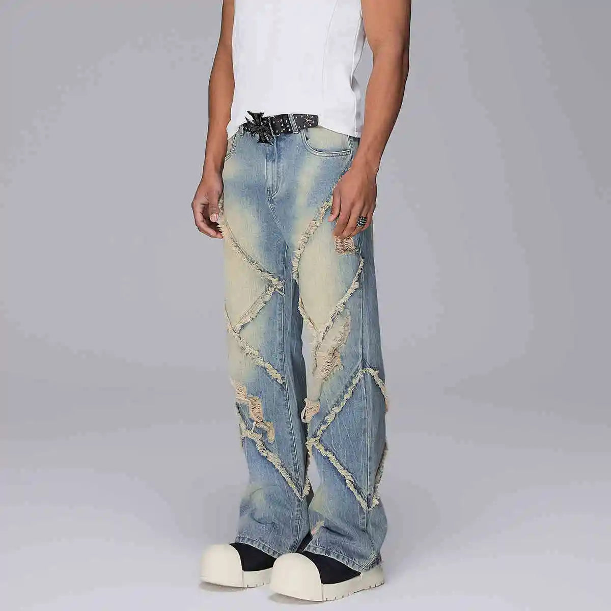 Men's Clothing Manufacturer Customized Jeans Men's Retro Street Style Casual Washed Long Pants Water Wave Edges Men's Pantsh