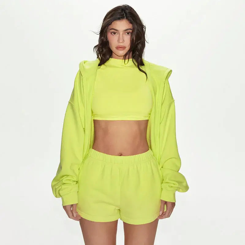 2024 New Year Letter Print Crop Top and Short Pants Set Women's Bodycon Casual Knitting 2-Piece Crop Top and Short Pants Set