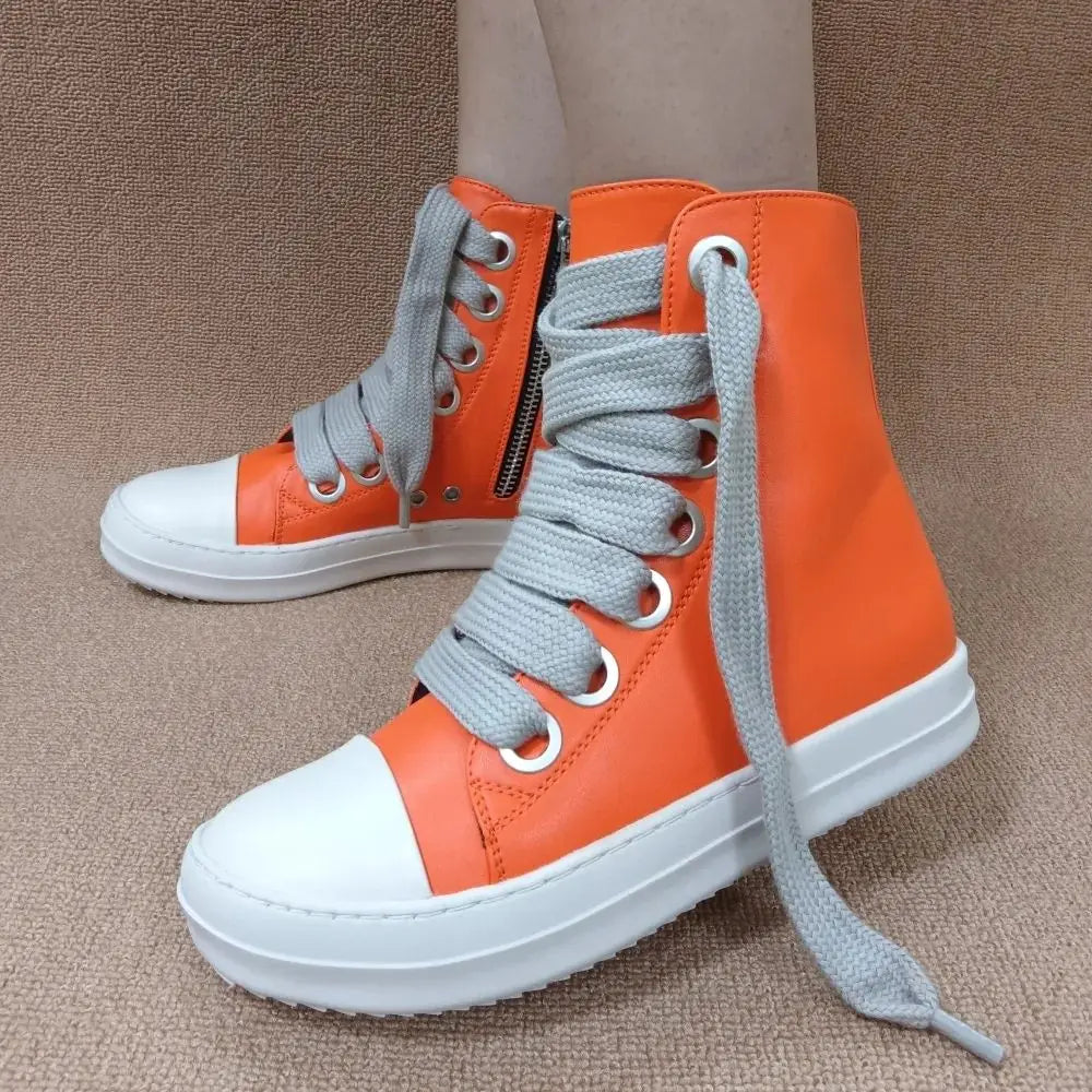 Rick High Top Sneakers Platform Cross Tie Womens Shoes Women Sneakers Oween Designed Casual Flats Zip Ankle Boots