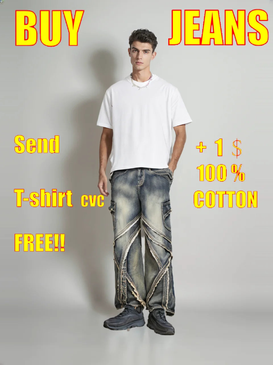 Custom Men's Baggy Jeans Versatile Loose Pants Irregular Stitching Wide Leg Winter Washed Techniques Solid for Spring Summer