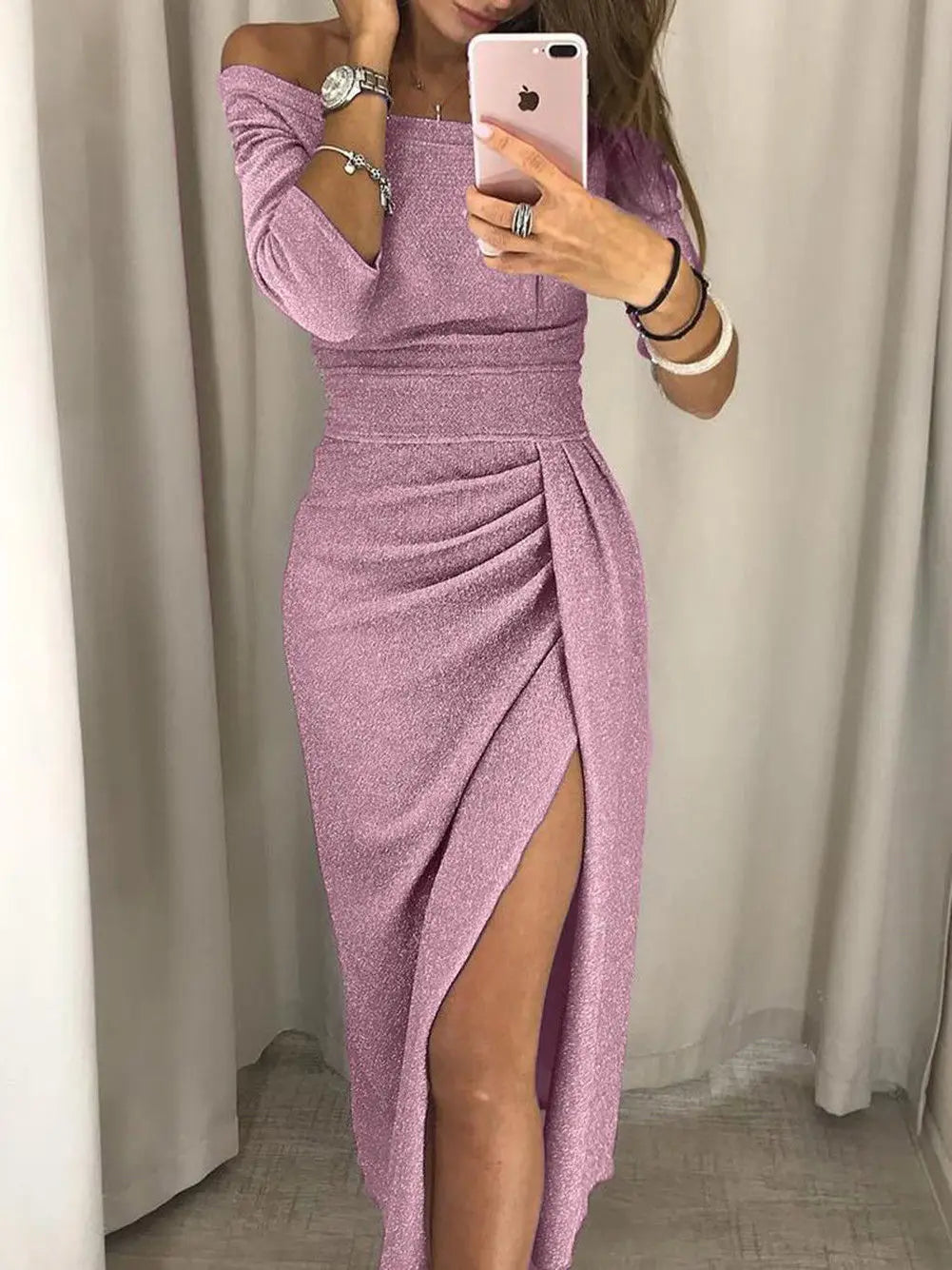 Hirigin Sexy Dress 2019 Newest Women Sexy Off Shoulder Long Sleeve Ball Prom Bodycon Evening Party Wedding Long Dress Clubwear