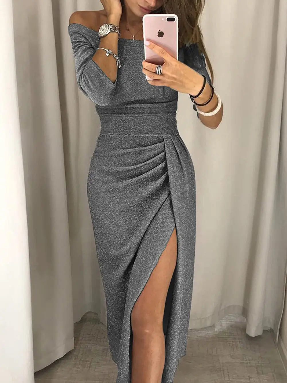 Hirigin Sexy Dress 2019 Newest Women Sexy Off Shoulder Long Sleeve Ball Prom Bodycon Evening Party Wedding Long Dress Clubwear