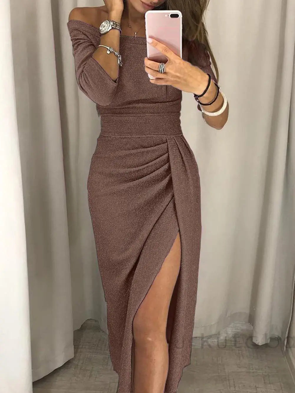 Hirigin Sexy Dress 2019 Newest Women Sexy Off Shoulder Long Sleeve Ball Prom Bodycon Evening Party Wedding Long Dress Clubwear