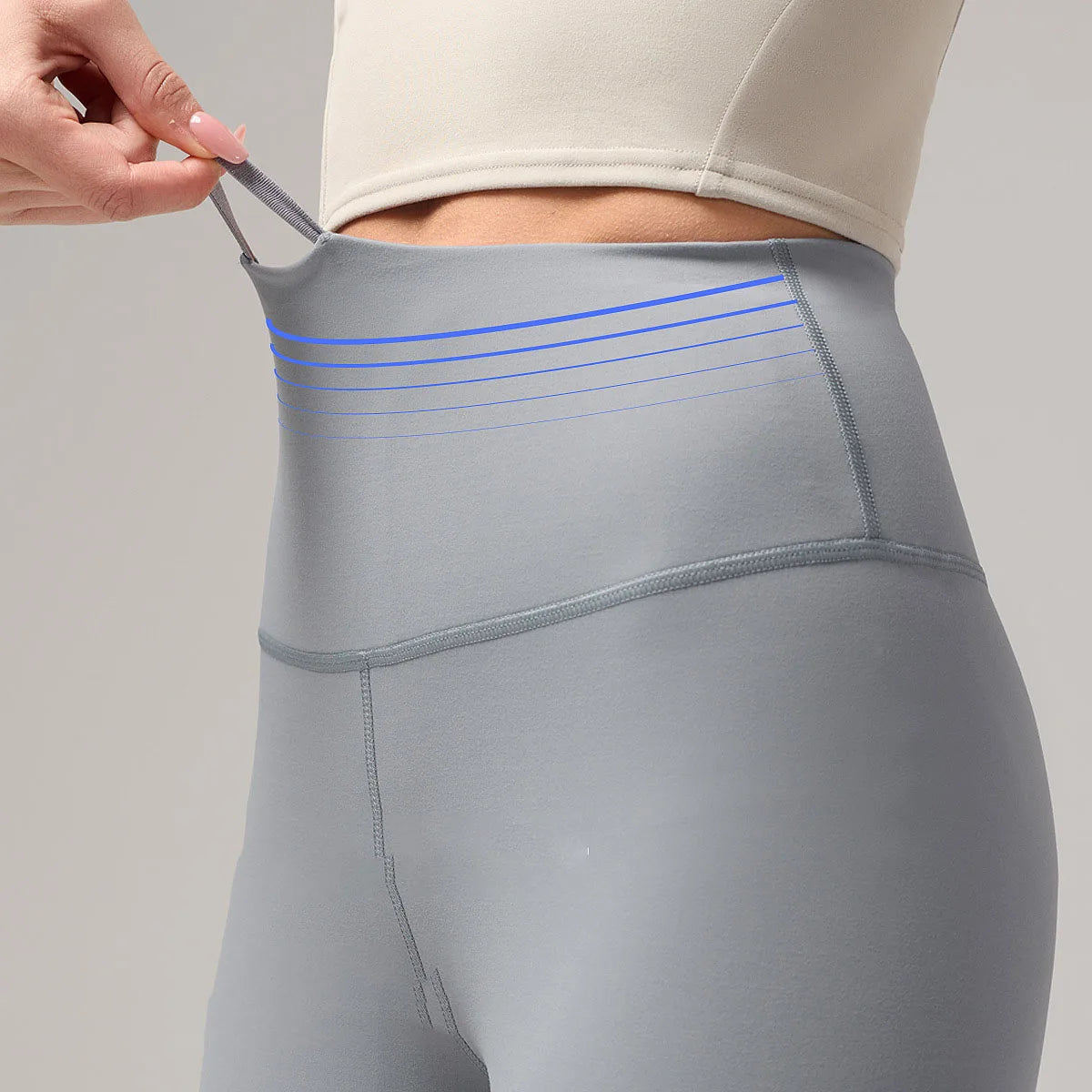 Custom Logo 24'' Inseam Lulu High Waist Nude Drawstring Leggings Super Elastic Fitness Tights Yoga Training Pilates