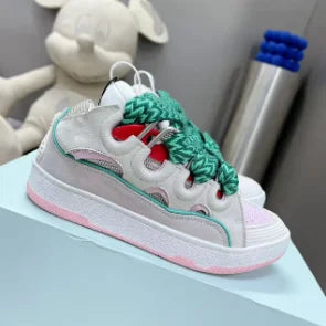 Lanvine Designer Lace-Up Sports Shoes for Men and Women Fashionable Casual Walking Styles for Spring Summer Mesh Lining