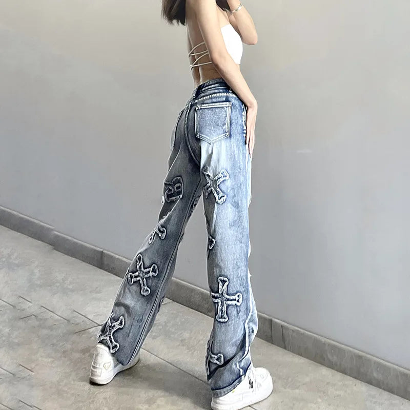 High Quality Vintage Straight-Leg Women's Jeans New Trends Fashion Street Spice Casual Style Daily Commute Ladies' Personality