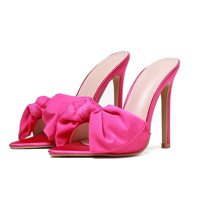 35-42 Yards European and American Foreign Trade New Large Bow Sexy All-match Stiletto High Heel Sandals