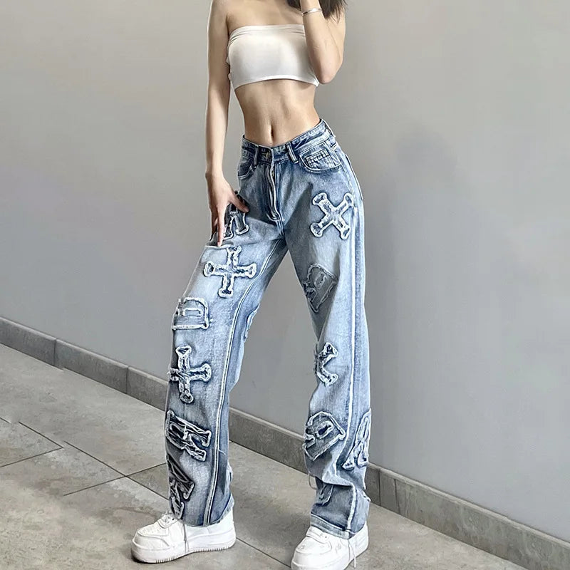 High Quality Vintage Straight-Leg Women's Jeans New Trends Fashion Street Spice Casual Style Daily Commute Ladies' Personality