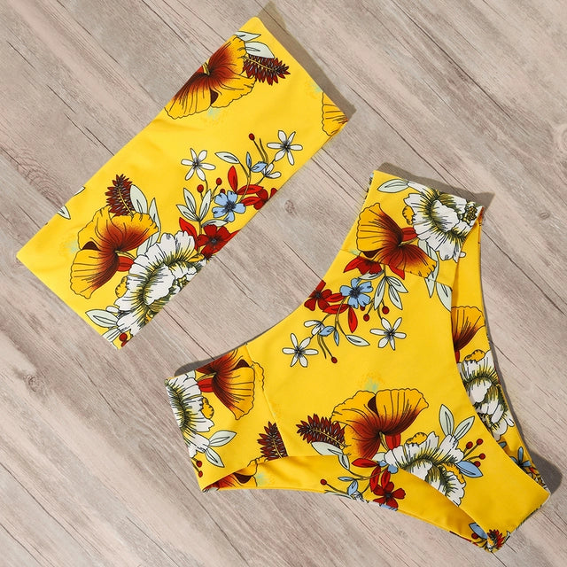 Solid Bandeau Bikini Set 2021 Sexy Swimsuit Women Bikini Bra