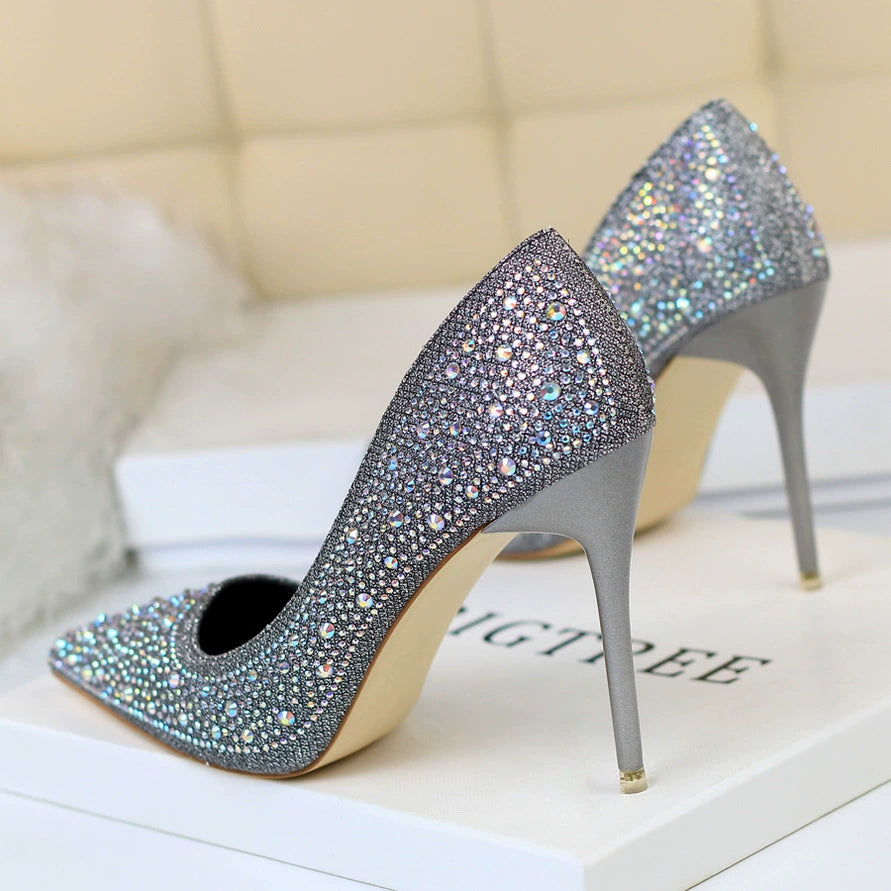Wedding Shoes Xiuhe Wedding Dress Two-Way Crystal High Heels Women's 2023 New Arrival Spring & Fall Stiletto Heel Bridal Shoes Not Tired Foot Diamond