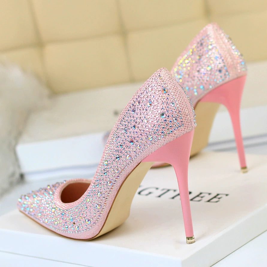 Wedding Shoes Xiuhe Wedding Dress Two-Way Crystal High Heels Women's 2023 New Arrival Spring & Fall Stiletto Heel Bridal Shoes Not Tired Foot Diamond