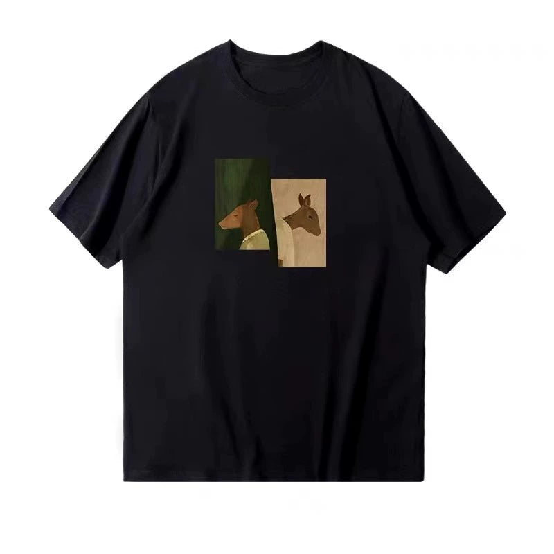 Print round Neck Pure Cotton T-shirt Men's Suit Summer Menswear a Set of Matching Parka Shorts Fashion Short Sleeve T-shirt