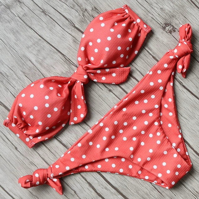 Solid Bandeau Bikini Set 2021 Sexy Swimsuit Women Bikini Bra