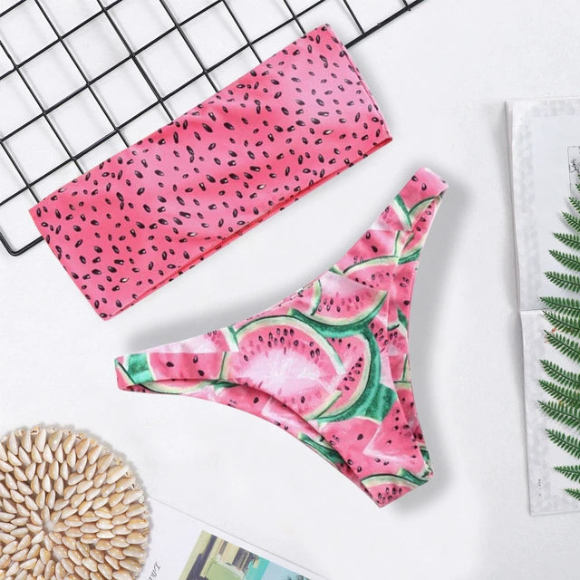 Solid Bandeau Bikini Set 2021 Sexy Swimsuit Women Bikini Bra