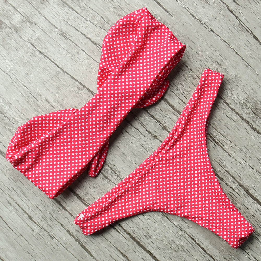 Solid Bandeau Bikini Set 2021 Sexy Swimsuit Women Bikini Bra