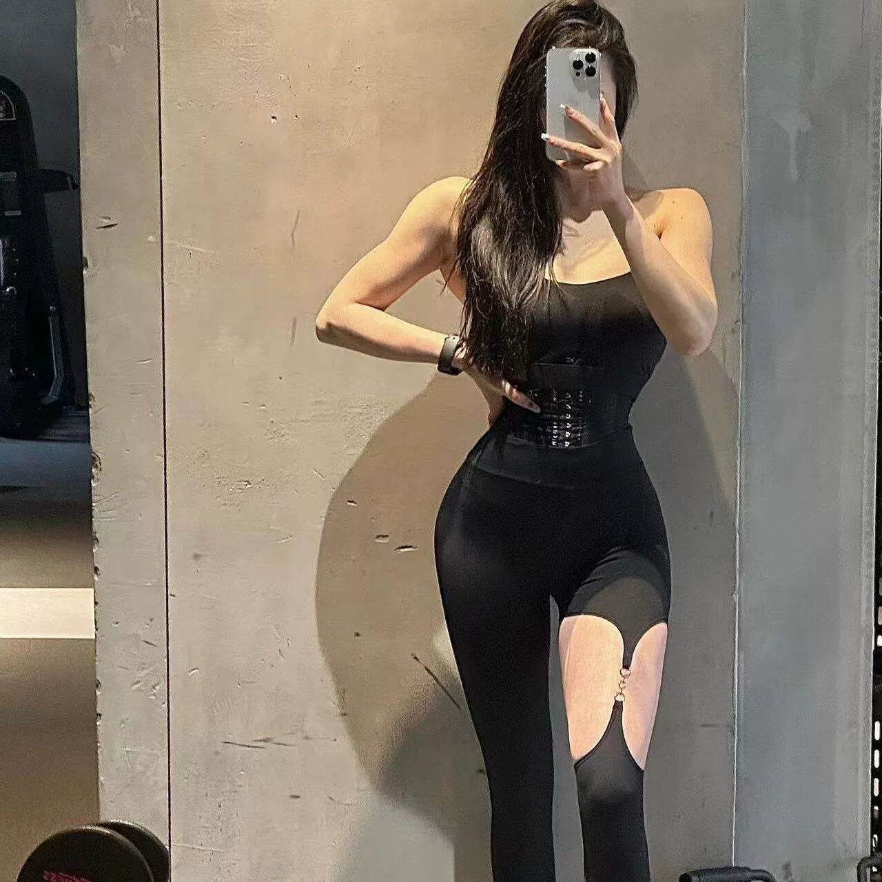 Sexy Metal Buckle Cut Out High Elastic Fashion Yoga Pants