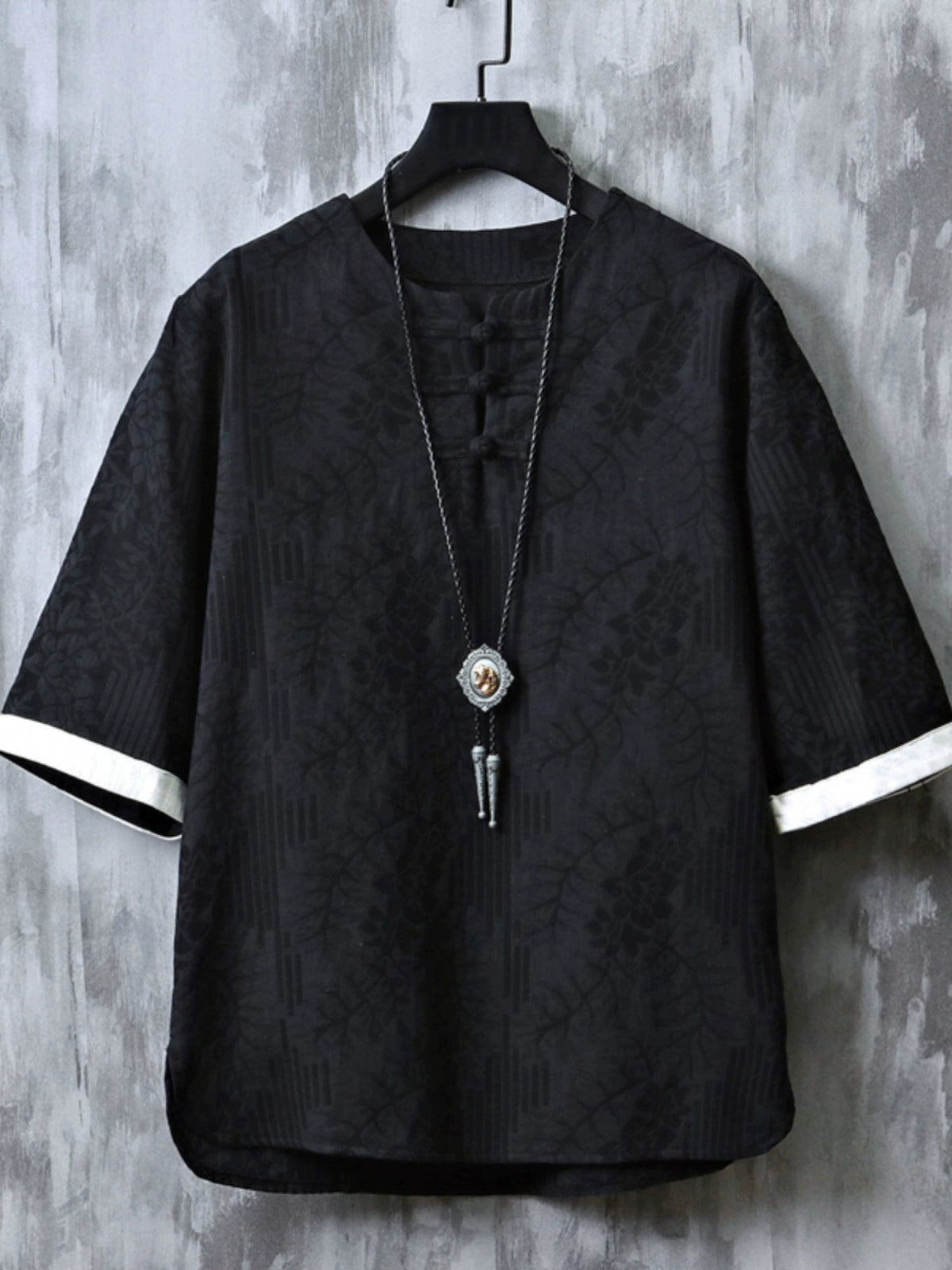 Linen Short Sleeve T-Shirt Men's Chinese Style Summer Men's Jacquard Oversized Half-Sleeve Top Retro Cotton and Linen Han Costume T-shirt