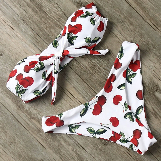 Solid Bandeau Bikini Set 2021 Sexy Swimsuit Women Bikini Bra