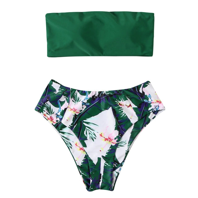 Solid Bandeau Bikini Set 2021 Sexy Swimsuit Women Bikini Bra