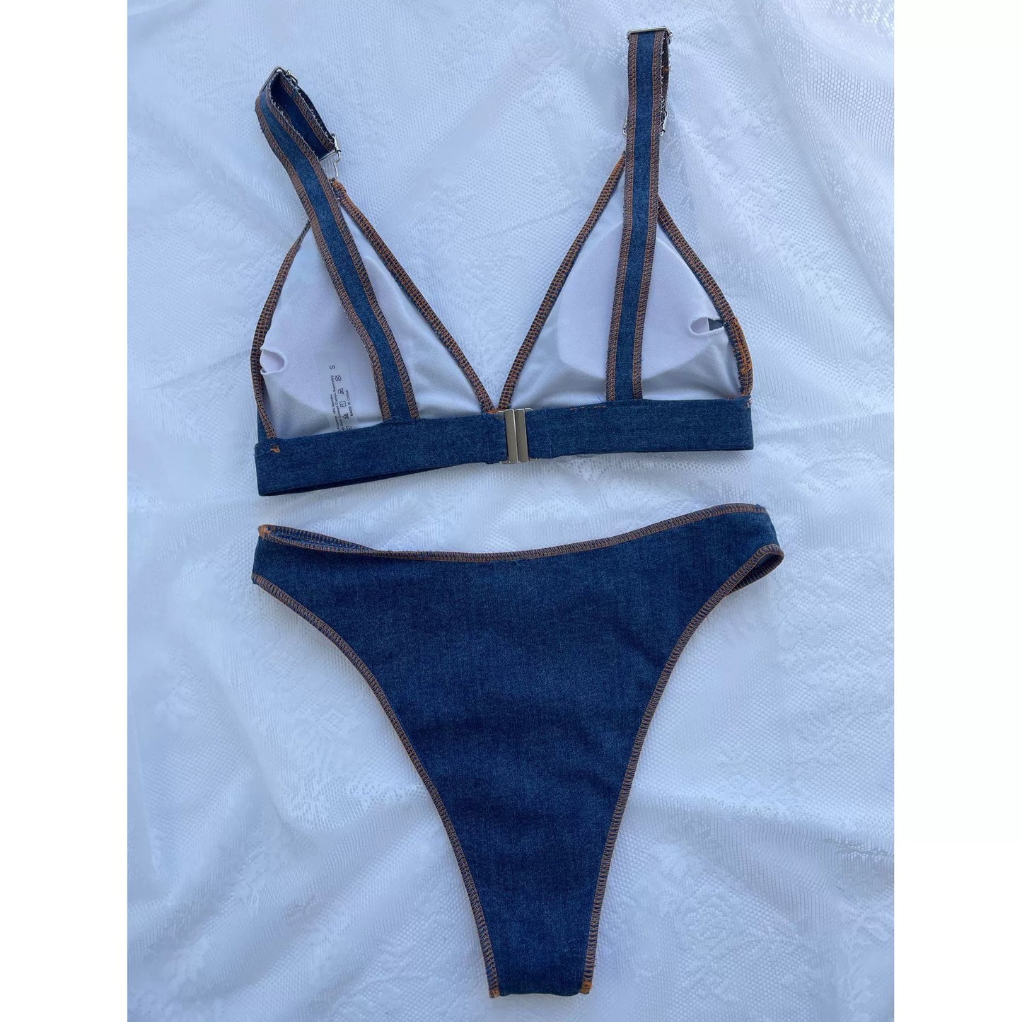 New European and American Sexy Solid Denim Blue Swimsuit Bikini swimsuit Women Bikini Sexy Swimsuit