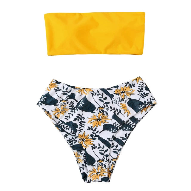 Solid Bandeau Bikini Set 2021 Sexy Swimsuit Women Bikini Bra