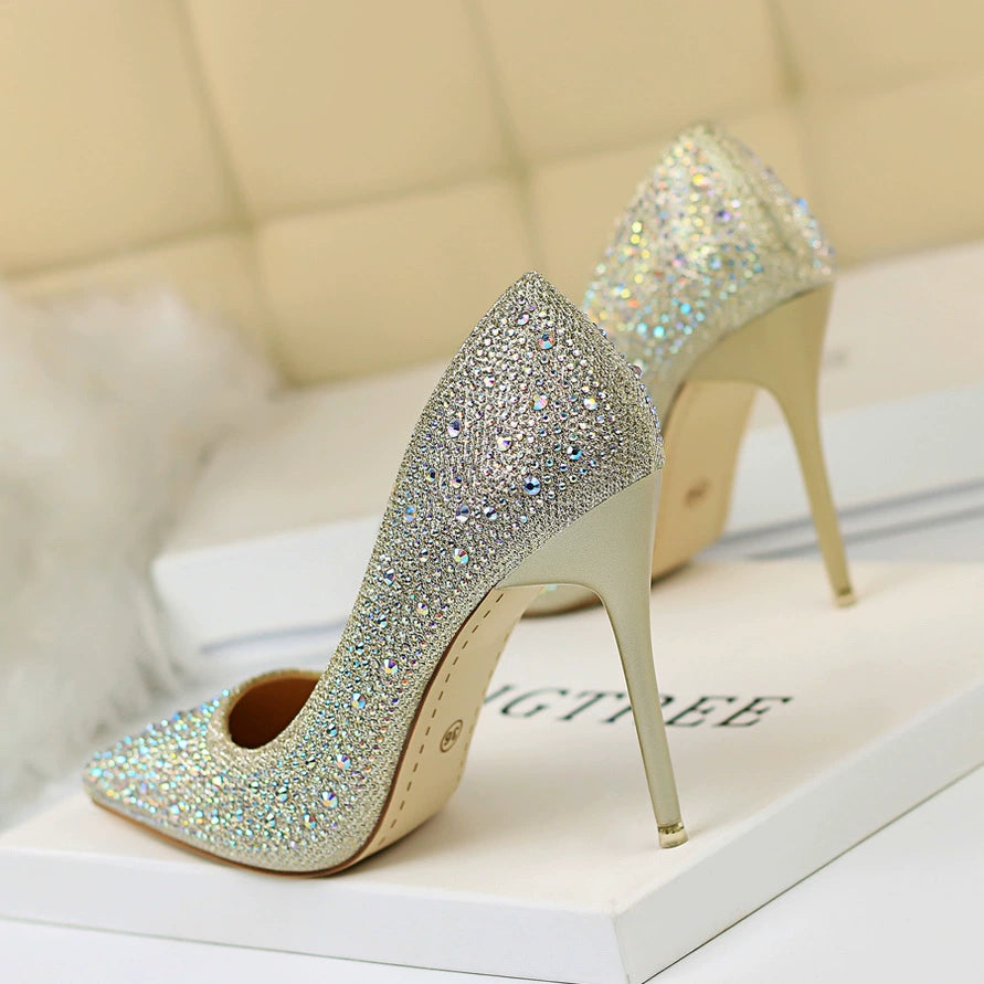 Wedding Shoes Xiuhe Wedding Dress Two-Way Crystal High Heels Women's 2023 New Arrival Spring & Fall Stiletto Heel Bridal Shoes Not Tired Foot Diamond