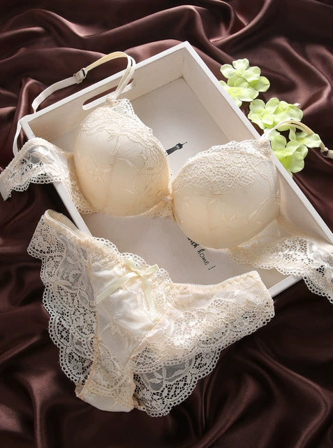 Sexy 3/4 Cup Lace Bra Set Women Push up Bra Set Sexy Lace Br