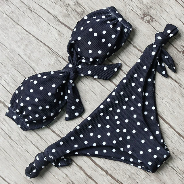 Solid Bandeau Bikini Set 2021 Sexy Swimsuit Women Bikini Bra