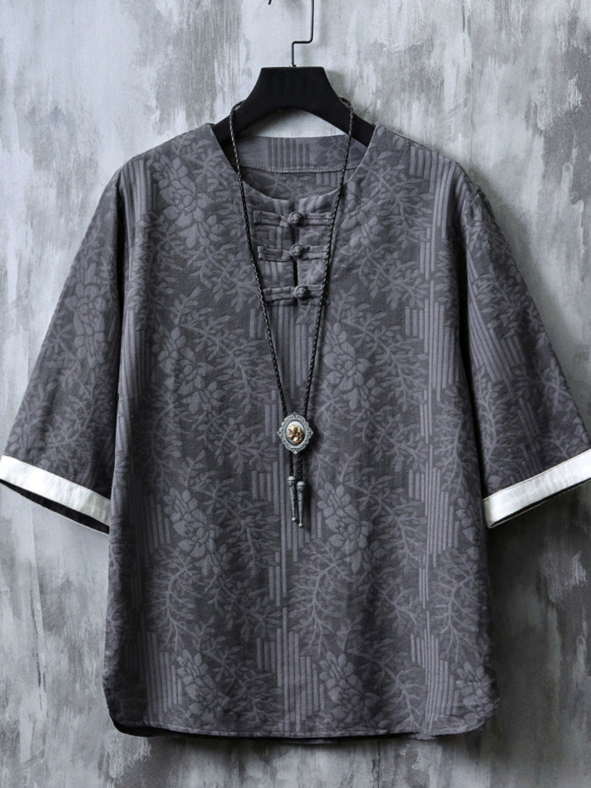 Linen Short Sleeve T-Shirt Men's Chinese Style Summer Men's Jacquard Oversized Half-Sleeve Top Retro Cotton and Linen Han Costume T-shirt