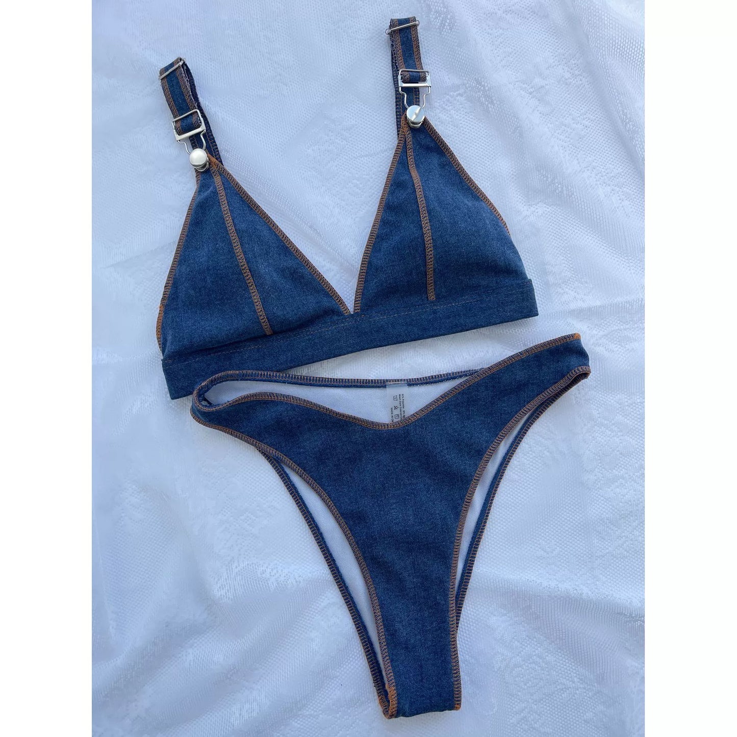 New European and American Sexy Solid Denim Blue Swimsuit Bikini swimsuit Women Bikini Sexy Swimsuit