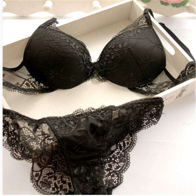 Sexy 3/4 Cup Lace Bra Set Women Push up Bra Set Sexy Lace Br