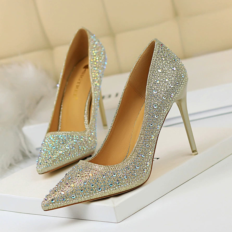 Wedding Shoes Xiuhe Wedding Dress Two-Way Crystal High Heels Women's 2023 New Arrival Spring & Fall Stiletto Heel Bridal Shoes Not Tired Foot Diamond