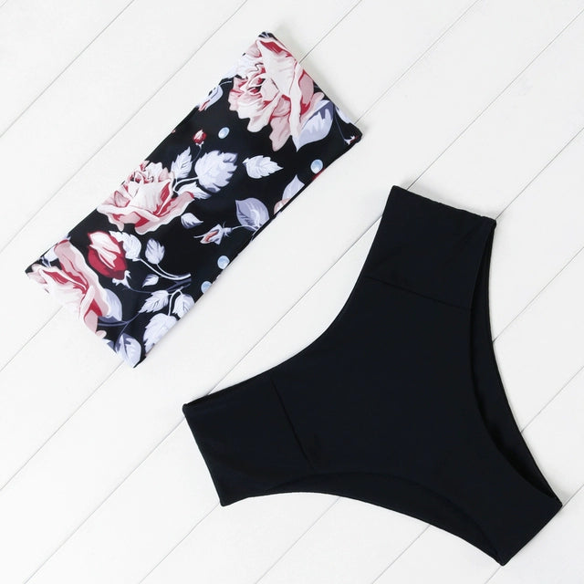 Solid Bandeau Bikini Set 2021 Sexy Swimsuit Women Bikini Bra