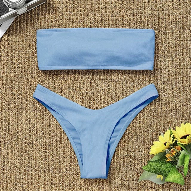 2021 New Bikini High Waist Strapless Sexy Bikini Women Swimw